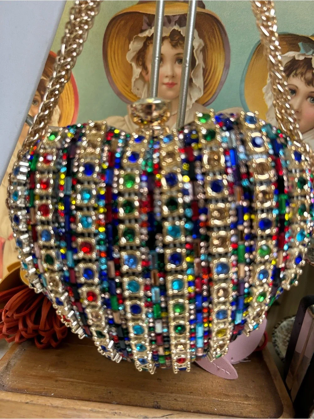 Multicolor Jeweled Heart Evening Bag